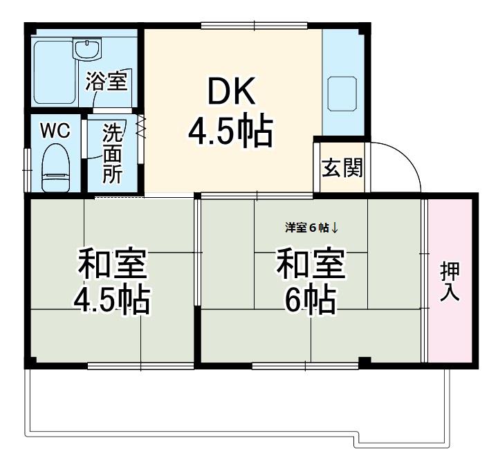 グランドハイツC(2DK/2階)の間取り写真