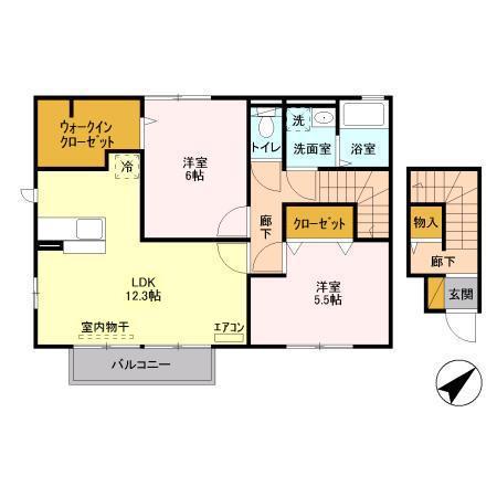 ポルテボヌールⅡ(2LDK/2階)の間取り写真