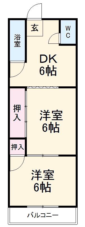 堀田ビル(2K/2階)の間取り写真
