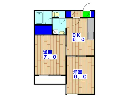 フジパレス(2DK/1階)の間取り写真