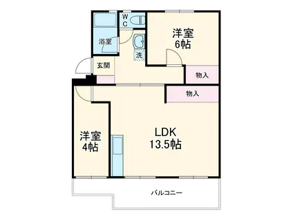 花見川団地6街区9号棟(2LDK/5階)の間取り写真