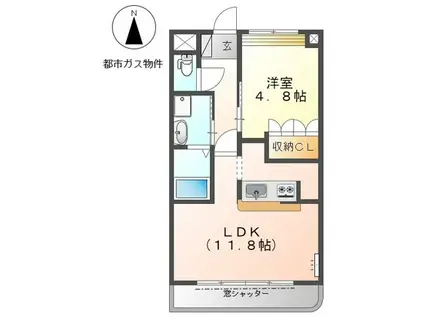 アイシティ古金(1LDK/1階)の間取り写真