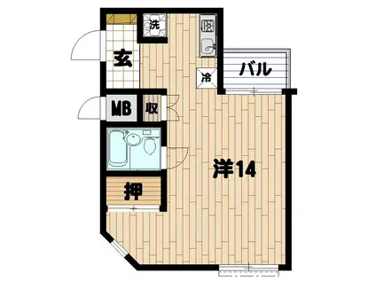 アルファライフ(ワンルーム/2階)の間取り写真