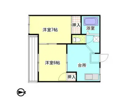 フレンドハイツ(2DK/1階)の間取り写真