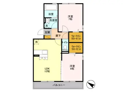 ヴェルドミール1(2LDK/2階)の間取り写真