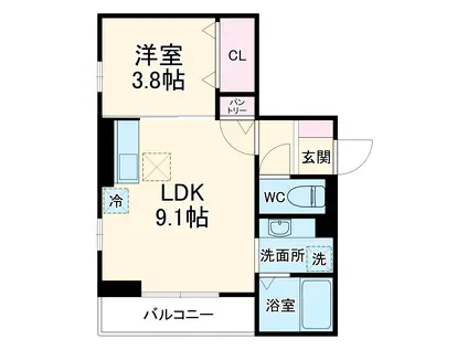 ガルデ妙典(1LDK/2階)の間取り写真