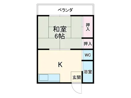 シティーコーポ岩田(1K/2階)の間取り写真