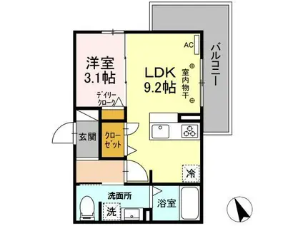 アッラ・フォンターナ(1LDK/2階)の間取り写真