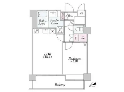 DAIWA芝浦ビル(1LDK/12階)の間取り写真