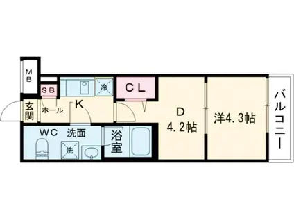 ラフィスタ大山(1DK/1階)の間取り写真