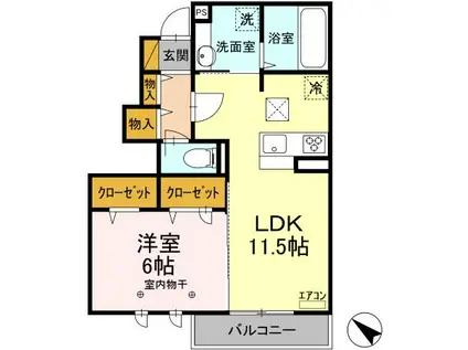 ラリュール(1LDK/1階)の間取り写真