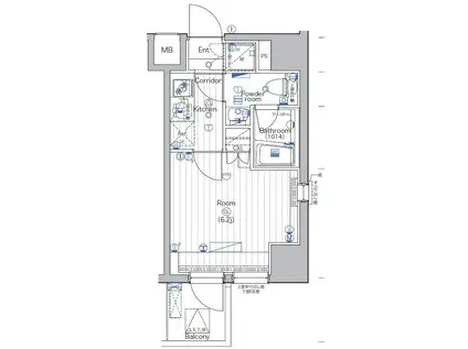 プレミアムキューブ大森本町(1K/9階)の間取り写真