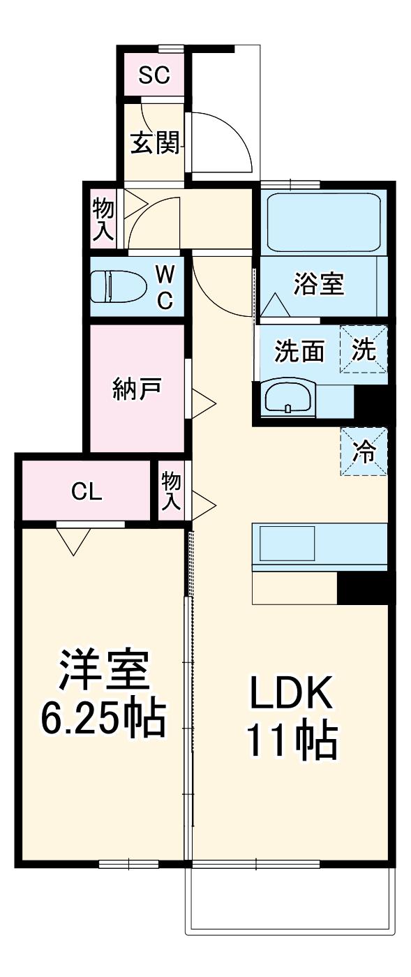 ブラウ二ィー(1LDK/1階)の間取り写真