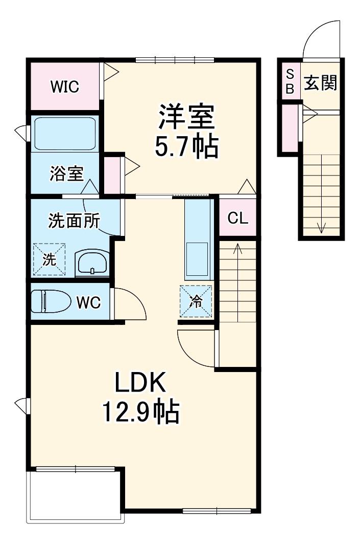 セゾンヴェール(1LDK/2階)の間取り写真