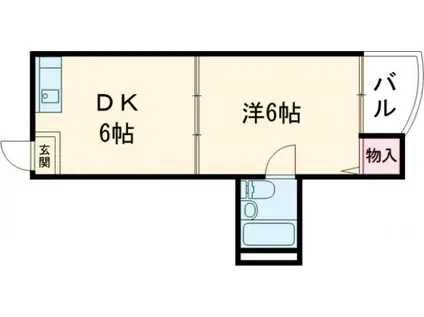 ベルコート藤塚(1DK/2階)の間取り写真