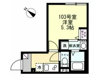 平間Aアパート(1K/1階)の間取り写真