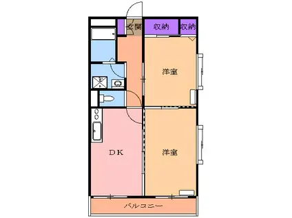 宇都宮ニューシティーマンション(2DK/4階)の間取り写真