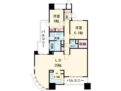 グランドシャルマンフジ和泉府中(2LDK/5階)の間取り写真