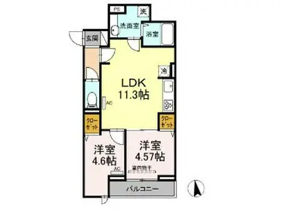 グラナーデ目白御留山(2LDK/3階)の間取り写真