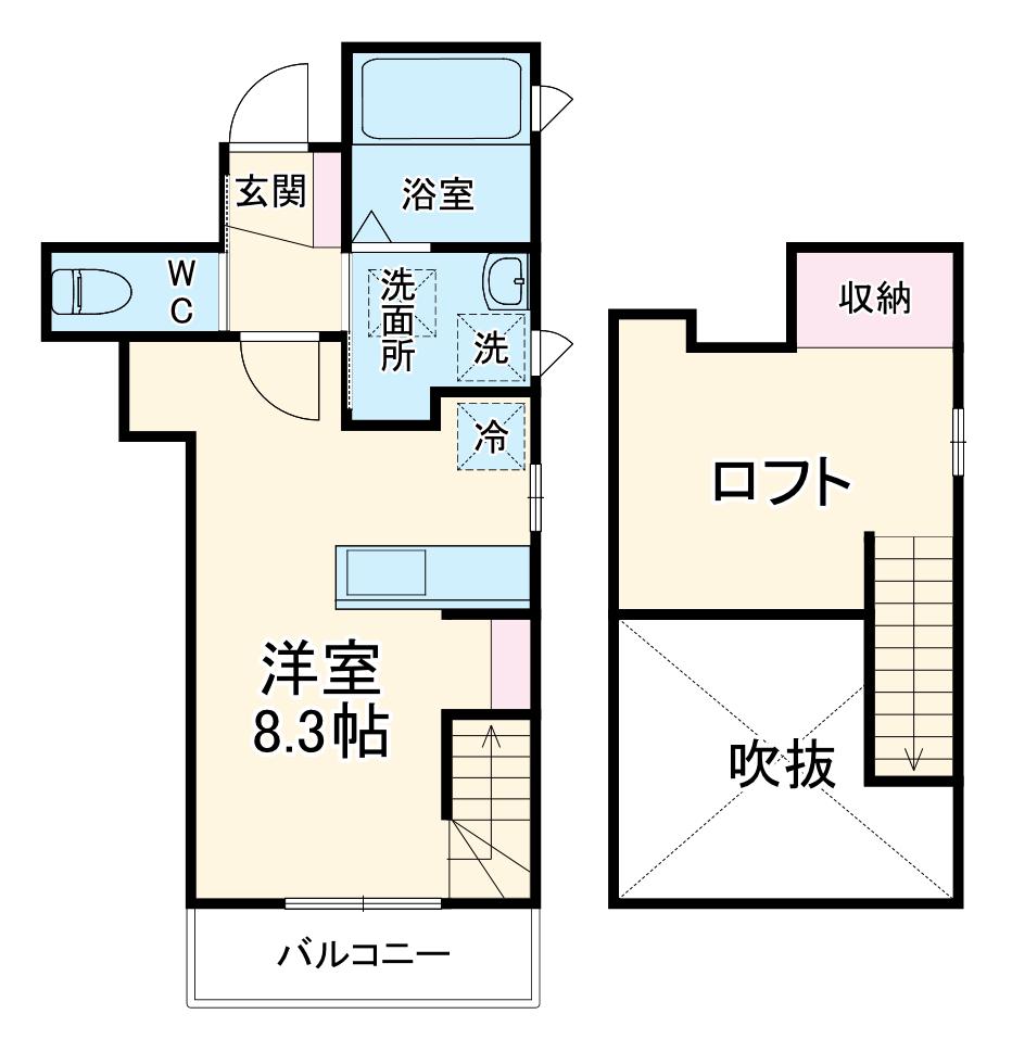 COMPASS ROSE(ワンルーム/2階)の間取り写真