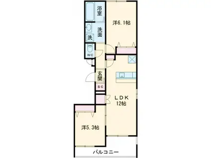 MAISON SUN BRIDGE(2LDK/2階)の間取り写真