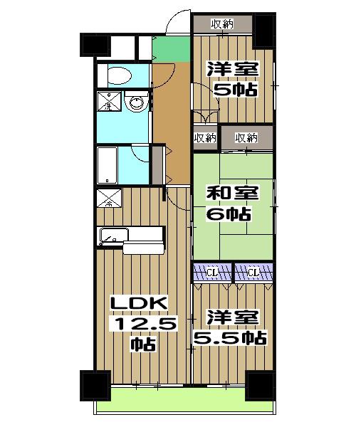 リバティースクエア(3LDK/3階)の間取り写真