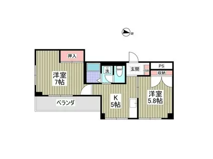 三ツ和マンション(2K/3階)の間取り写真