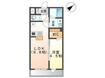 デル・スド・クローチェ(1LDK/2階)の間取り写真