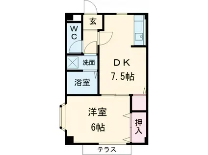 ニューエルディム金井台(1DK/1階)の間取り写真