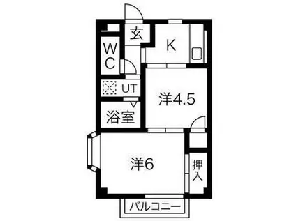 ニューエルディム金井台(2K/2階)の間取り写真