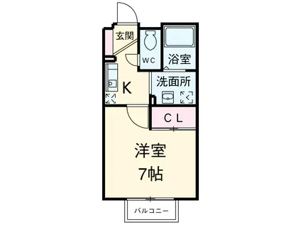 シルフハイム(1K/2階)の間取り写真