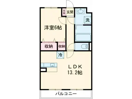 サニーサイド戸祭Ⅰ(1LDK/3階)の間取り写真