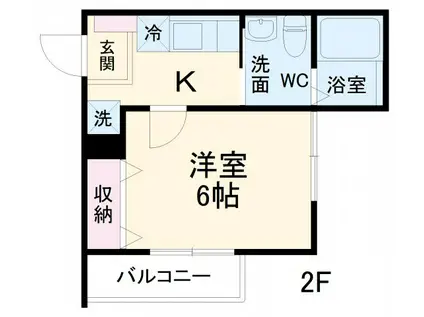 ウエストハイム備後西(1K/3階)の間取り写真