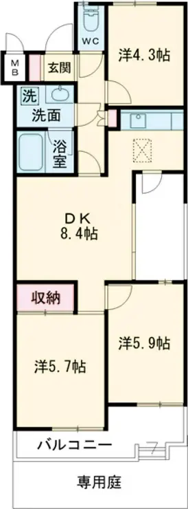 ライオンズマンション調布台 1階階 間取り