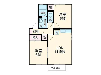 コーポタナカ A棟(2LDK/2階)の間取り写真