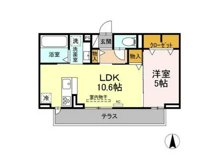 カーサ フェリーチェ(1LDK/2階)の間取り写真