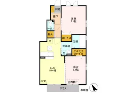 ピルム フローレスB棟(2LDK/1階)の間取り写真