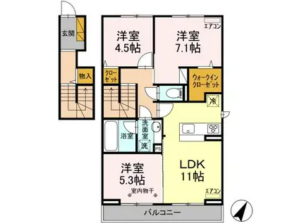 ラシーヌB(3LDK/2階)の間取り写真