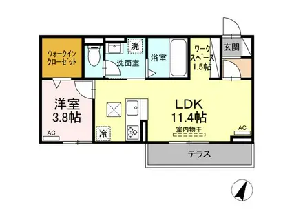 D-SQUARE四ツ谷(1LDK/1階)の間取り写真
