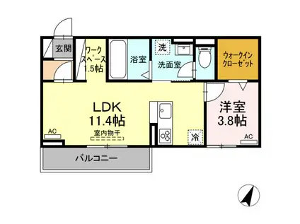 D-SQUARE四ツ谷(1LDK/3階)の間取り写真