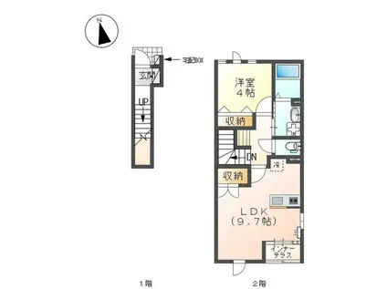 ディアベルジュⅡ(1LDK/2階)の間取り写真
