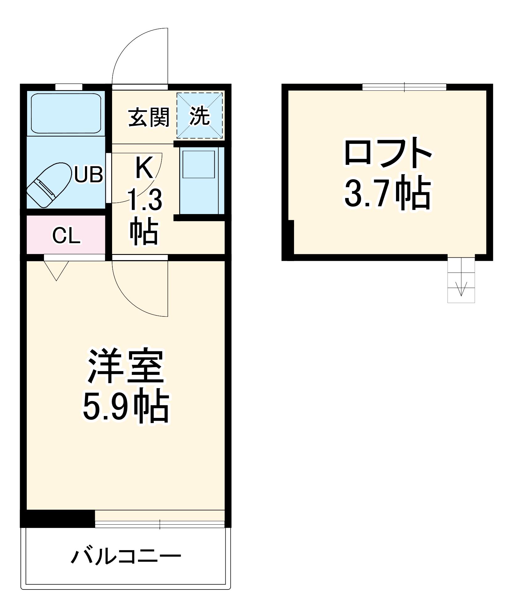 ローズアパートR14番館B棟(1K/1階)の間取り写真