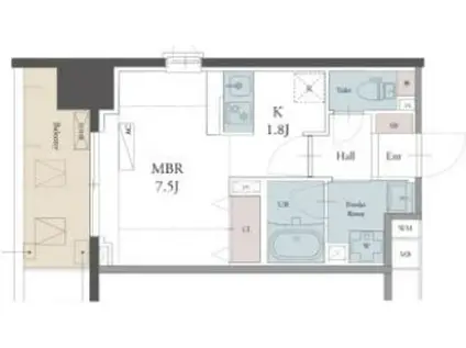 ラグゼナ用賀(ワンルーム/10階)の間取り写真