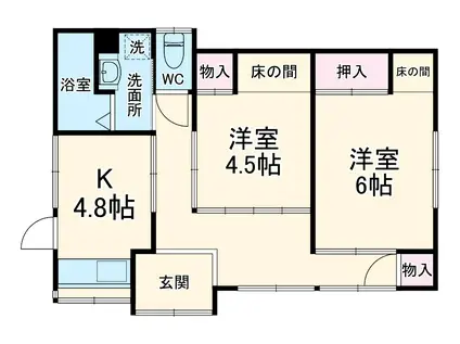 京浜急行電鉄本線 浦賀駅 徒歩5分 1階建 築58年(2DK)の間取り写真
