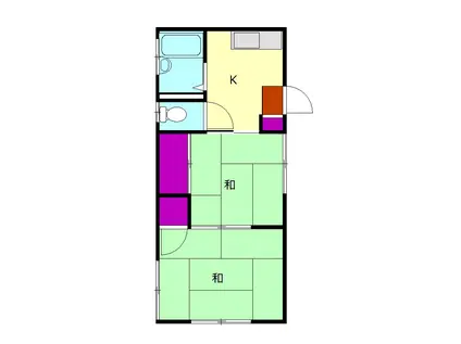 ベイハイツ(2K/1階)の間取り写真