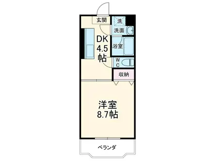 アムールARAKUⅡ(1DK/1階)の間取り写真