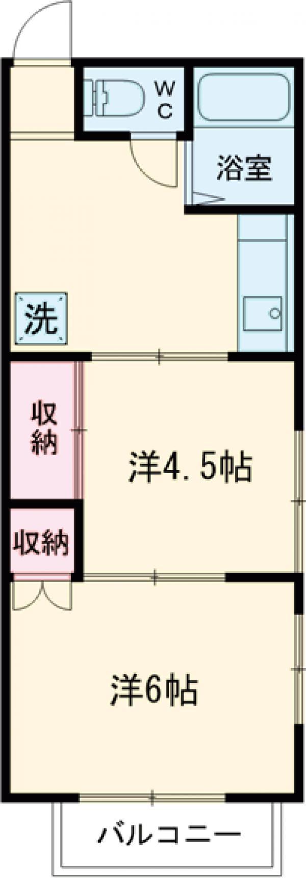 宇田川ハイム(2K/2階)の間取り写真