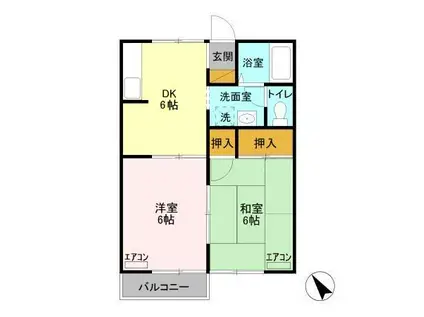 シェリールアタゴ3(2DK/2階)の間取り写真