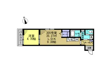 ミーサ南流山(1LDK/3階)の間取り写真