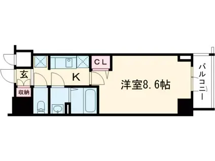 ディーシーガーデン京都西(1K/4階)の間取り写真